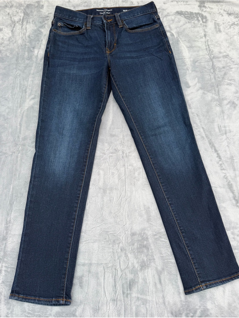 Banana Republic Travel Jean Men's Slim Fit Straight Jeans, Blue stretch, 30x30